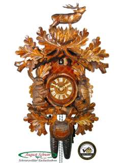 Black Forest Cuckoo Clock 8 Day Carving The Stag NEW  