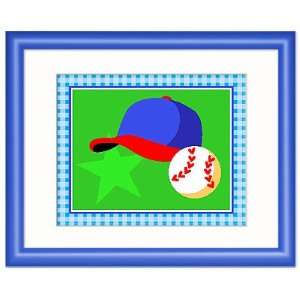  Go Team Baseball Theme Wall Art w Blue Frame