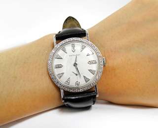 Hamilton 14K White Gold Diamond Dial and Bezel Watch  