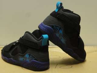 Nike Air Jordan 8.0 Black Purple Blue Sneakers Preschool Size 2  