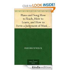 Piano and Song How to Teach, How to Learn, and How to Form a Judgment 