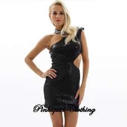 BLACK OR SILVER SEQUIN CHIFFON FLOWER STRAPLESS PARTY PROM MINI DRESS 