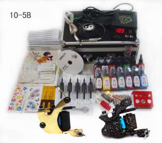 Tattoo Kit 2 Machine 14 Ink Supply Set Equipment 10 5B  