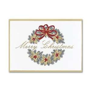  Masterpiece Merry Christmas Wreath Card   (1 Box) Office 
