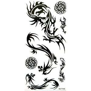  LW Waterproof black tattoo stickers, dragon totem Beauty