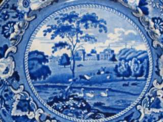 Antique Blue Staffordshire Cabinet Plate ca. 1830s Blenheim  