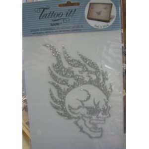  Tattoo It ER13880 Silver Glitter Skull 