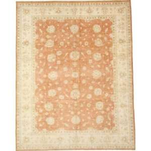  100 x 128 Rust Red Hand Knotted Wool Ziegler Rug 