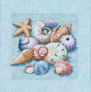 Shells on Blue Counted Cross Stitch Kit NEW  