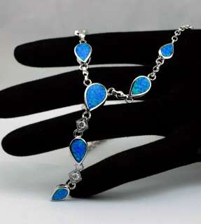 ON11 Gorgeous Blue Fire Opal Womans Silver necklace Gemstone Fashion 
