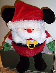 DISNEYLAND TALKING SANTA CHRISTMAS PUPPET Mickey Ears Claus Plush Toy 