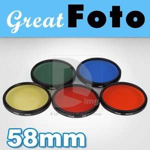 58mm Color Filter Pack Red Yellow Green Blue Orange F3L  