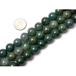 12mm Round Gemstone moss agate beads strand 15 Jewelry 