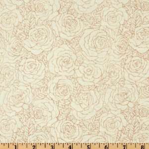  44 Wide Classic Rose Dotty Cream/Tan Fabric By The Yard 