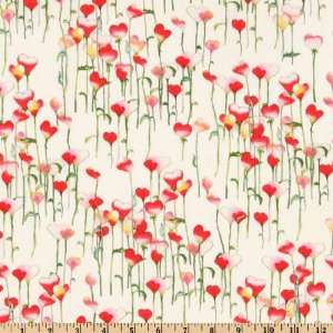  44 Wide Cherie Field of Hearts Ivory Fabric By The Yard 