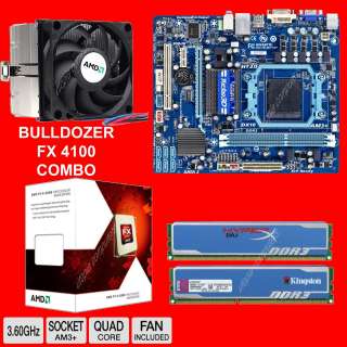 NEW COMBO AMD FX 4100 3.6 GHz Quad Core+Gigabyte GA 78LMT S2 MOBO+8GB 