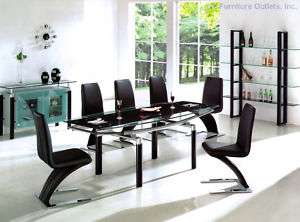 108DT Dining Table and 6 x 108 Chairs Black Modern  