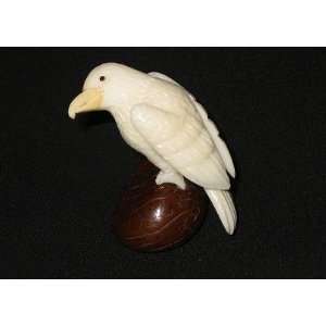  Ivory Kingfisher Tagua Nut Figurine Carving, 2.2 x 1.8 x 1 