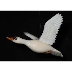  Ivory Hanging Swan Tagua Nut Figurine Carving, 4 x 3.6 x 1 