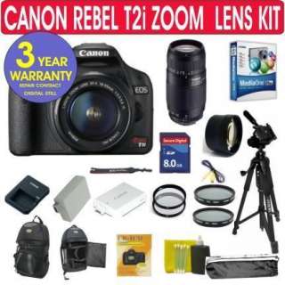 Canon Rebel T2i Digital SLR Camera + Zoom Lens Kit 700238856720  