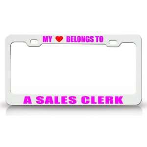   SALES CLERK Occupation Metal Auto License Plate Frame Tag Holder