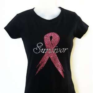  Rhinestone iron on Transfer T shirt Breast Cancer Survivor 
