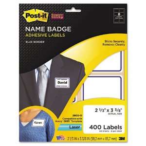 Post it® Super Sticky Name Badge Labels, 2 1/3 x 3 3/8 