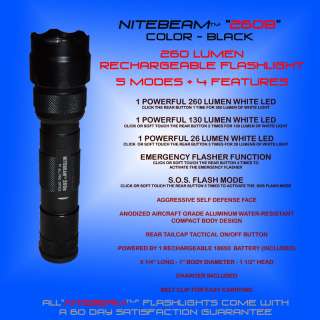 NITEBEAM 260B   260 Lumen rechargeable flashlight   belt clip   5 
