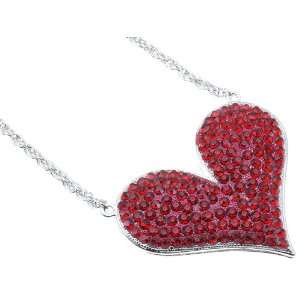  Love and Heart   Red Heart Crystal Stone Fashion Necklace 