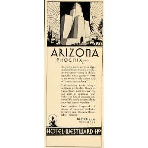  1931 Ad Hotel Westward Arizona Phoenix Lodge Vacation 