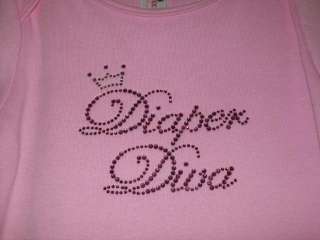 New Boutique Girls SmarTEE Pants *Diaper Diva* Pink Bling Onesie 12 18 