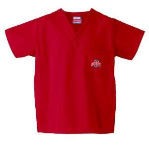 BSS   Ohio State Buckeyes NCAA Classic Scrub 1 Pocket Top (Red) (Large 