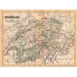  Johnson 1889 Antique Map of Switzerland