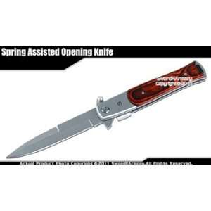  Stiletto Spring Assisted Opening Folding Knife Wood Handle 