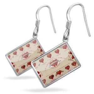  Earrings Love, love, heartwith French Sterling Silver 