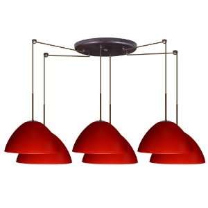   / Modern Six Light Pendant with Red Glass from
