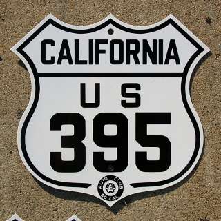 California US route 395 highway road sign porcelain  