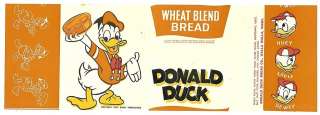   DONALD DUCK Bread Advertising Display Loaf Wax Paper Section  