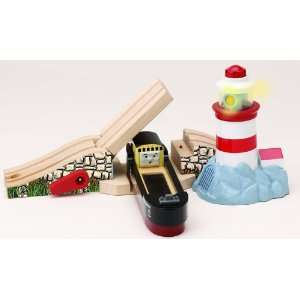   Wooden Railway   Lighthouse Bridge With Bulstrode Toys & Games