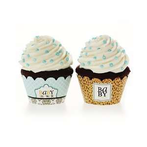  Leopard & Love Baby Blue Partyware   Cupcake Wraps