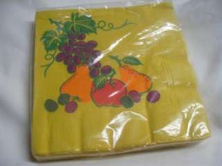 Vintage Yellow Fruit Grape Paper Dinner Napkins NIP  