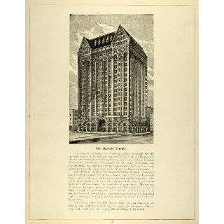 1893 Print Chicago Masonic Temple Burnham & Root Skyscraper 