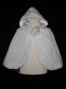 New Little Girl Faux Fur Cape White for Easter Wedding Formal Party 