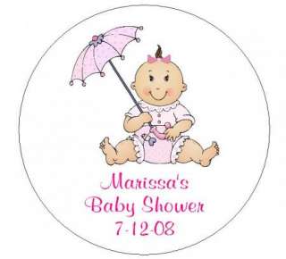 24 Personalized BABY SHOWER Round Sticker Labels  