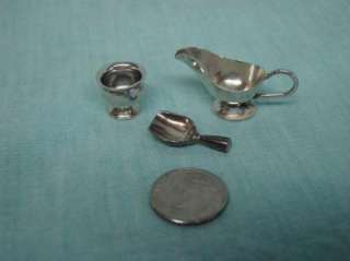   Dollhouse Doll House Mini Sterling Silver Creamer Suger & Scoop  