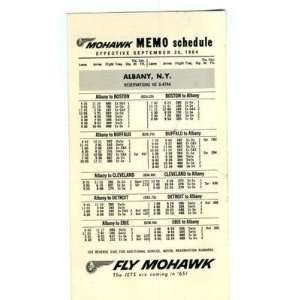  Mohawk Airlines Memo Schedule Albany New York 1964 
