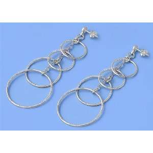  Sterling Silver 63mm Circular Italian Earrings Jewelry
