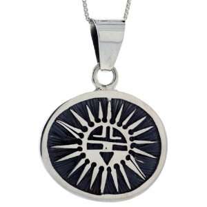  Sterling Silver Round Sun Pendant (27mmx33mm) Jewelry