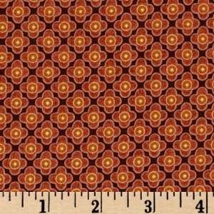  45 Wide Sunset Flower Dots Brown Fabric By The Yard 