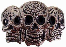 Dia De Los Muertos 3 Sugar Skulls BELT BUCKLE Goth dead  